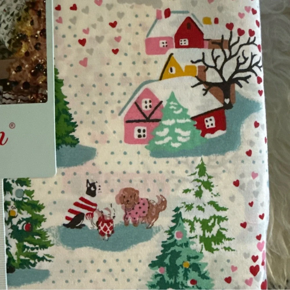 Cath Kidston White Holiday Village Print Twin Sheet Set
